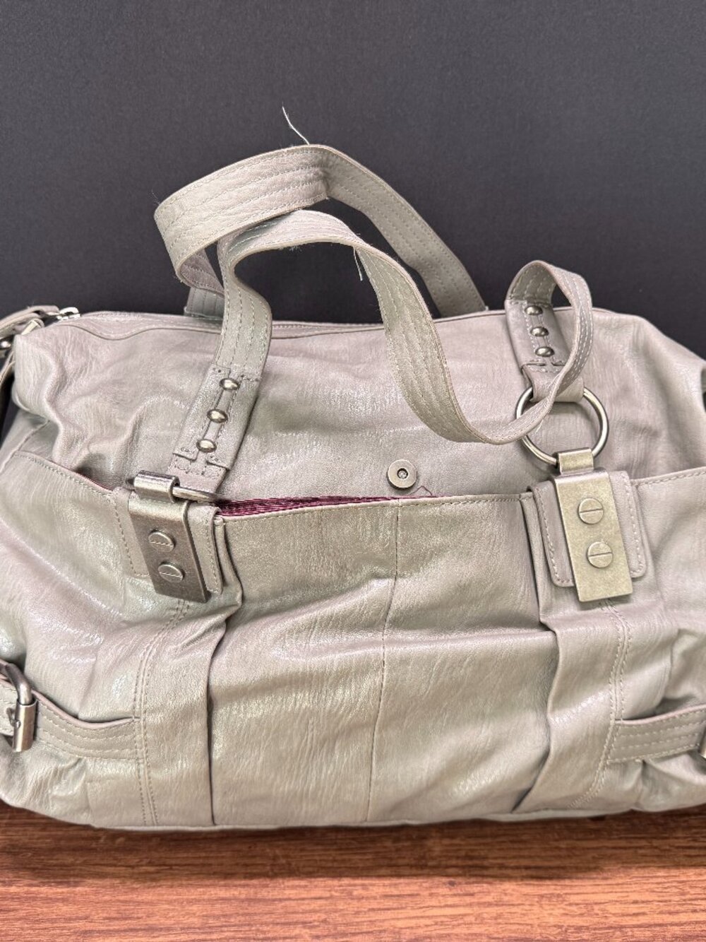 Jessica Simpson Gray Oversized Satchel Shoulder Bag